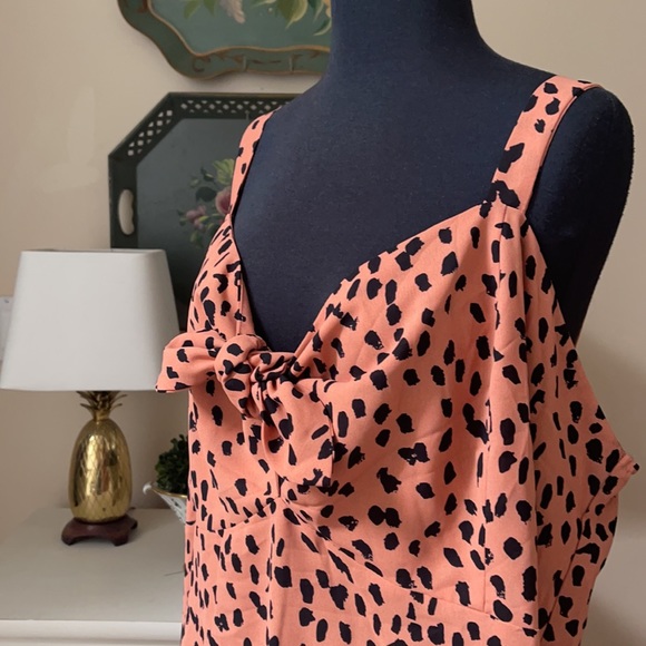 Hailey & Co. Animal Print Sleeveless Dress Sz 3X Orange Tan Tie Bodice - Picture 3 of 12